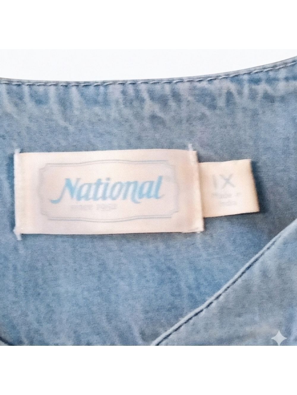 National Embroidered Cotton Denim Patio Dress, Light Blue, Size XL - Picture 2 of 8